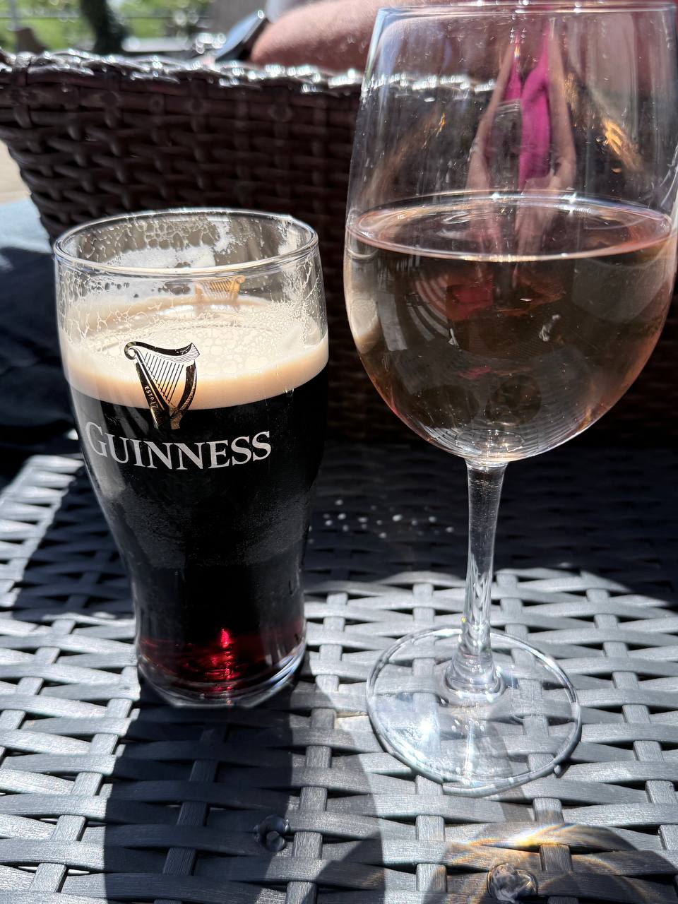 Guinness and rosé on the table at La Colina