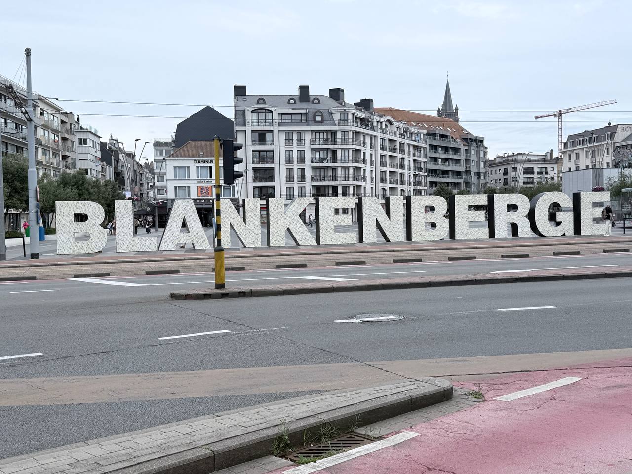 The iconic BLANKenBERGE letter sculpture in the Belgian seaside town of Blankenberge - our first stop on the way to Bruges