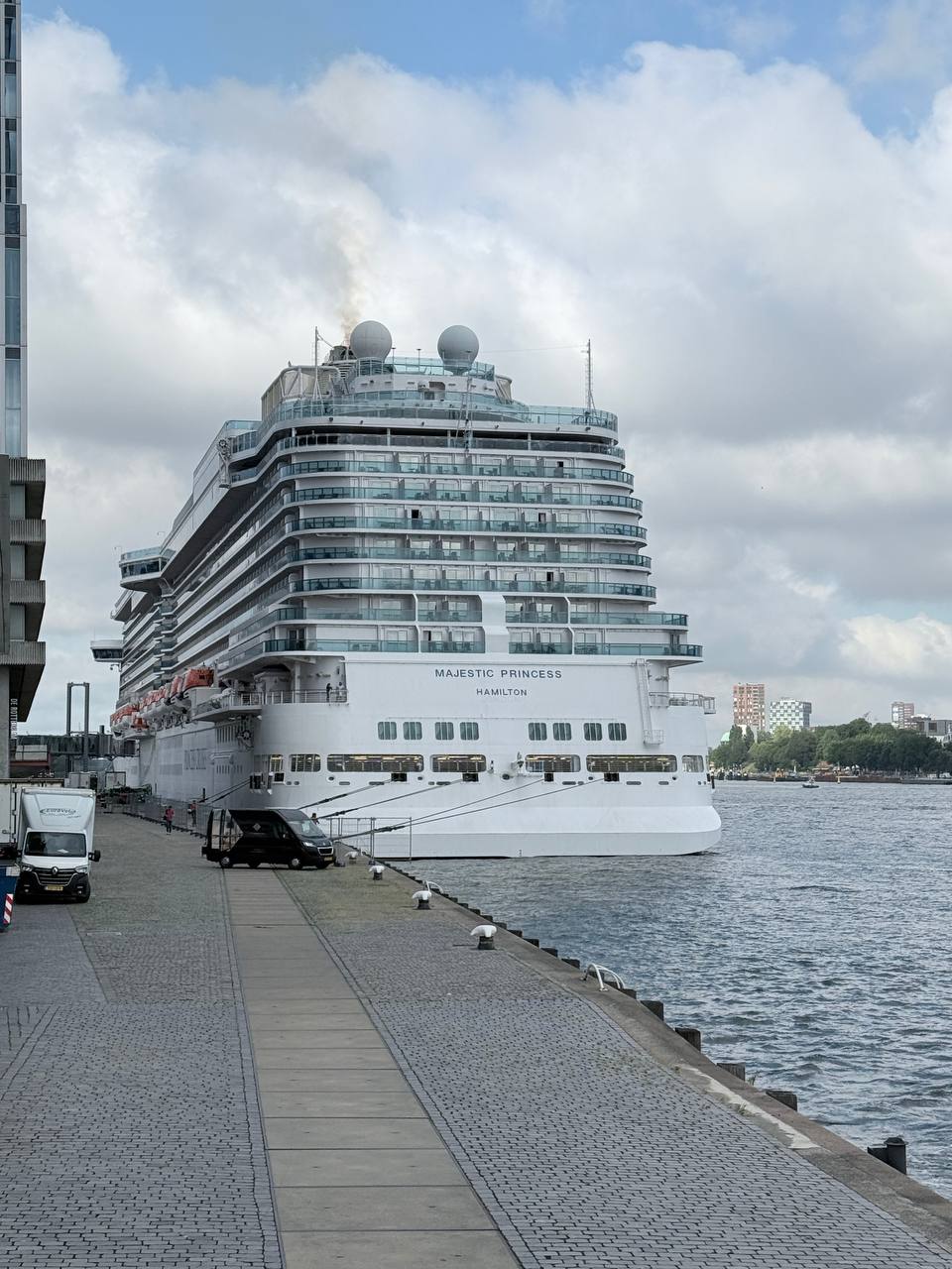 Majestic Princess docked at Rotterdam cruise terminal on Wilhelminapier
