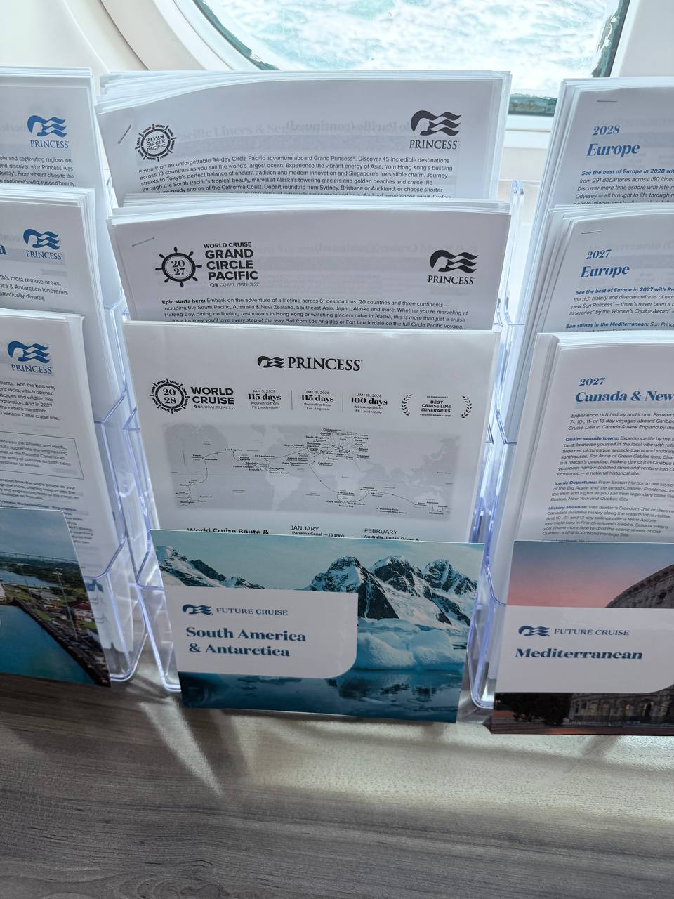 Princess Cruises future cruise brochures display