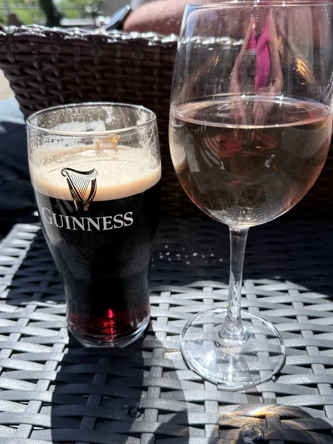 Guinness and rosé on the table at La Colina