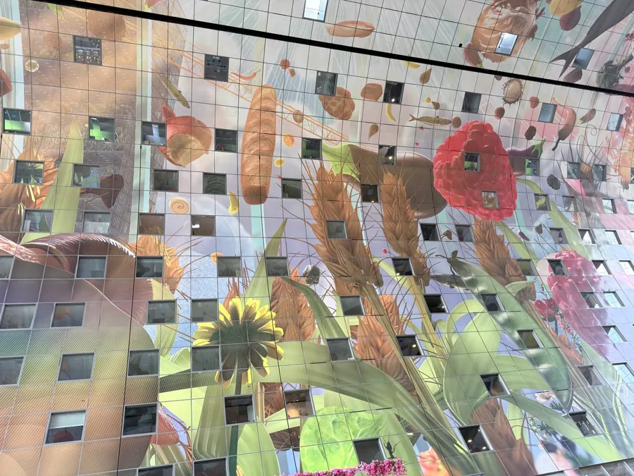 Seoul Central Market mural inside Markthal Rotterdam