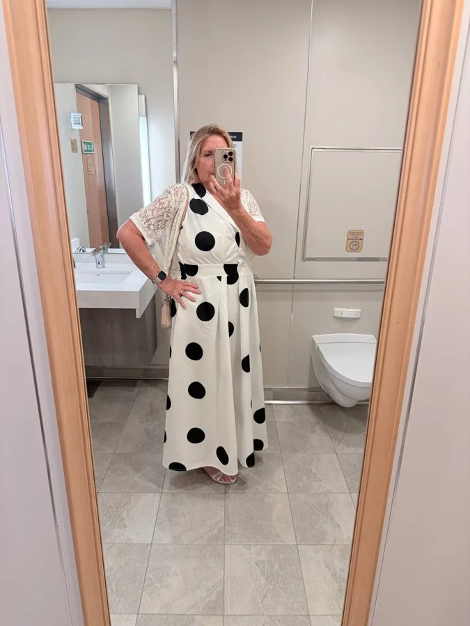 Angie in the polka dot dress on Hamburg day