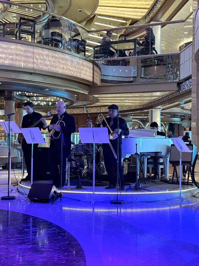 Jazz band performing in the atrium